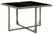 vidaXL Mesa de jardim 109x107x74 cm vime PE e vidro cinzento