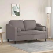 vidaXL Sofá 2 lug. +almofadas decoração 120cm tecido cinza-acastanhado