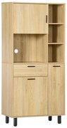 HOMCOM Buffet de Cozinha Armário de Cozinha Multi Rangements com Uma Gaveta 3 Armários 4 Nichos e Passagem de Cabos Altura 166 cm | Aosom Portugal