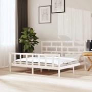vidaXL Estrutura de cama super king 180x200 cm pinho maciço branco
