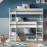 Beliche Infantil Triplo SCOTT com 3 lugares para dormir branco