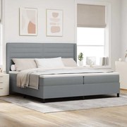 vidaXL Cama com Estrado e Colchão Cinza Claro 200x200 cm, em tecido.