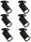 Conjunto de 6 focos embutidos modernos pretos GU10 50mm - Chels Moderno