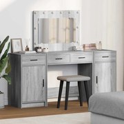 vidaXL Conjunto de Toucador de 3 Peças com LED Cinza Sonoma Madeira Engenharia