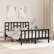 Estrutura de cama King Size com cabeceira madeira maciça preto