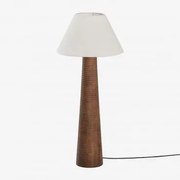 Candeeiro De Pé Em Madeira De Manga Malva ↑70 Cm & Branco Ø40 Cm - ↑20 Cm Menorca - Sklum