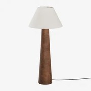 Candeeiro De Pé Em Madeira De Manga Malva Branco Ø40 Cm - ↑20 Cm Menorca - Sklum