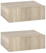 HOMCOM Conjunto Mesas Cabeceira 2 Gavetas Estilo Moderno Montadas Parede Dormitório Práticas Compactas 40x30x15cm Madeira Resistente | Aosom Portugal