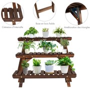 Suporte de madeira para plantas de 6 camadas, prateleira para flores