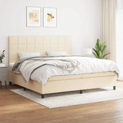 vidaXL Cama com molas/colchão 200x200 cm tecido cor creme