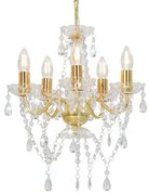 Lustre com contas de cristal redondo 5 x E14 dourado