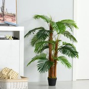 Palmeira Artificial Planta Sintética de 120cm com Vaso 19 Folhas Realistas e 3 Troncos Decoração para Casa Escritório Exterior Verde