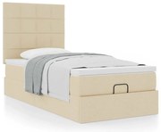 vidaXL Cama otomana com colchão 100x200 cm tecido creme
