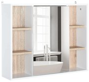 HOMCOM Armário de Espelho com Espaço Interno com Prateleiras Ajustáveis ​​Armário de Banheiro 60x14,5x49,4 cm Branco e Carvalho | Aosom Portugal