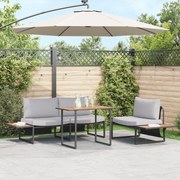 Conjunto de Jantar de Jardim de 3 Peças vidaXL com Almofadas Cinza Claro