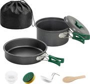 Conjunto de Panelas para Acampamento Outsunny, Kit 8 Peças Ultraleve, Alças Anti-Queimadura, Cinza | Aosom Portugal