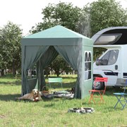 Pérgola Dobrável 2x2 Pérgola de Jardim com 4 Paredes Laterais Tecido Oxford 2 Portas 2 Janelas e Bolsa de Transporte para Exterior Terraço Campismo Fe