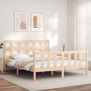 Estrutura de cama com cabeceira 160x200 cm madeira maciça