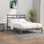 Estrutura de cama dupla pequena 120x190 cm madeira maciça cinza