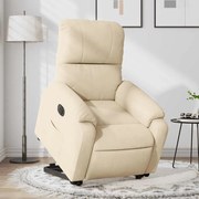 Poltrona reclinável elevatória elétrica tecido microfibra creme