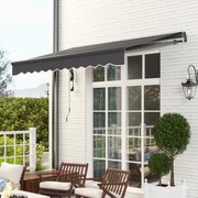 Toldo Elétrico Retrátil com Controlo Remoto 296x250 cm Toldo de Exterior Enrolável com Manivela e Proteção UV30+ Cinza