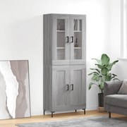 vidaXL Armário alto 69,5x34x180 cm derivados de madeira sonoma cinza