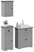 vidaXL 3 pcs conjunto de móveis para WC BODO pinho maciço cinzento