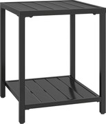 Outsunny Mesa auxiliar 45 x 45 cm à prova de intempéries, mesa de jardim com design em ripas, prateleira, pés ajustáveis, 30 kg de capacidade | Aosom Portugal