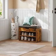 Banco para sapatos com 3 níveis 30 x 60 x 44 cm castanho vintage