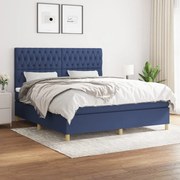 vidaXL Cama com molas/colchão 180x200 cm tecido azul