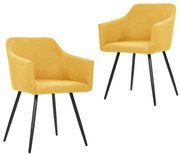 vidaXL Cadeiras de jantar 2 pcs tecido amarelo