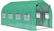 Outsunny Estufa tipo Túnel 4x2x2 m Estufa de Exterior com 8 Janelas de Malha e Porta Estufa de Cultivos para Pátio Jardim Verde | Aosom Portugal