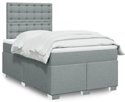 vidaXL Cama com molas/colchão 120x200 cm tecido cinza-claro
