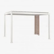 Pérgola Bioclimática De Alumínio Com Lâminas E Painel Druvia Gardênia Branca - Castanho Castanho & Pérgula De 3x4 M Com 1 Painel De 90,5 Cm - Sklum