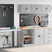 vidaXL Armários de garagem 2 pcs madeira processada cinzento-cimento