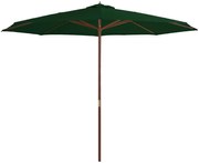 Guarda-sol de exterior com poste em madeira 350 cm verde