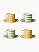 Chávenas de café com pires Chess, conjunto de 4
