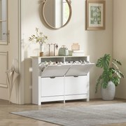 Sapateira com capacidade para 16 pares 105 x 26 x 80 cm, armário estreito com 4 gavetas rebatíveis e prateleiras ajustáveis, estilo moderno, para corr