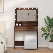 Mesa de Maquiagem vidaXL com Luzes LED Carvalho Escuro 79x41x135 cm