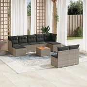 vidaXL 10 pcs conjunto sofás de jardim c/ almofadões vime PE cinzento