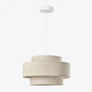 Lâmpada De Teto Pendente Lumira Gardénia Branco - Crema Linho & Ø40 Cm - Sklum