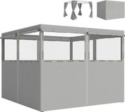 Outsunny 4 Paredes Laterais para Tenda 3x3 m Laterais de Tenda com 8 Janelas Proteção UV 30+ Impermeável Cinza Claro | Aosom Portugal