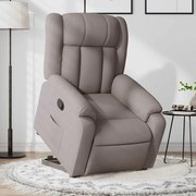 vidaXL Poltrona reclinável elevatória tecido cinzento-acastanhado