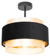 Candeeiro de teto moderno preto com dourado - Elif Moderno