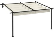 Pérgola de Parede 4x3 m Pérgola de Jardim com Teto Retrátil de Poliést