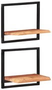 vidaXL Prateleiras de parede 2 pcs 40x24x35 cm acácia maciça e aço