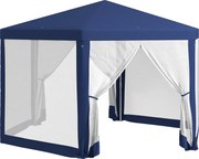 Outsunny Pavilhão de jardim, hexagonal, cortinas de rede, estrutura metálica, 3,94x3,412x2,5m, Azul | Aosom Portugal