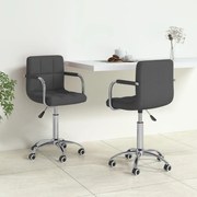 Cadeiras de jantar giratórias 2 pcs tecido cinzento-escuro