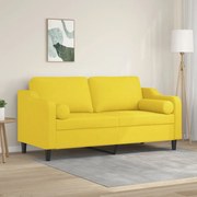 vidaXL Sofá 2 lug. + almofadas decorativas 140 cm tecido amarelo-claro