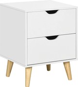 HOMCOM Mesa de Cabeceira Escandinava 2 Gavetas Branco 40x35x50,5 cm Branco | Aosom Portugal